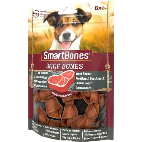 Smartbones 8 Mini Beef Bones Rawhide Free Chew Dog Treats 2