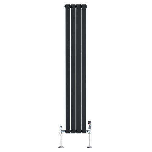 Flachheizkörper & Ventile – 1800mm x 280mm – Schwarz 1