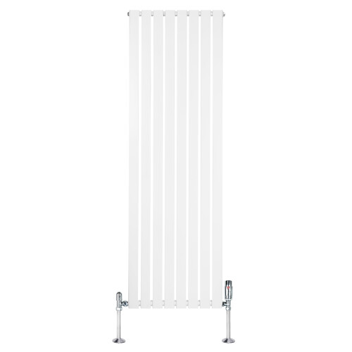 (White, 1800mm x 560mm) Flat Single Column Radiator Modern Designer Panel with Valves 1