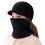 (Black) Warm Plush Beret Hat with Neck Warmer 3