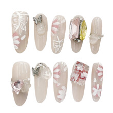(S) Flower Printed Fake Nails - Chip & Smudge Proof