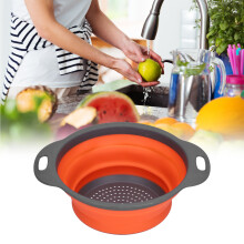Orange Silicone Folding Drain Basket, 20.5cm Home Kitchen Tool