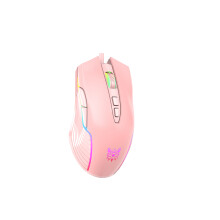 CW905 RGB Wired Gaming Mouse 6400DPI, Black/Pink, 7 Programmable Buttons
