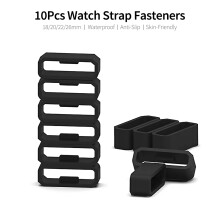 10 Pcs Silicone Watch Strap Fasteners Compatible with Garmin, 18mm-26mm, Black & White