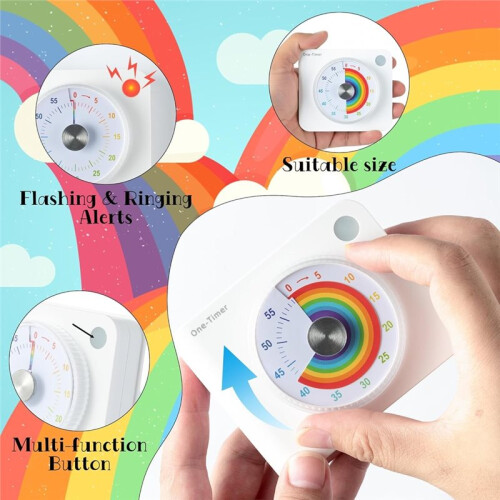 60 Minute Visual Timer-Rainbow Pattern Countdown Desk Timer Magnetic Operation  Management Tool for Office Home 2