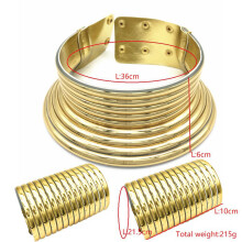 3X Conjuntos de Joyería Africana con Collar, Gargantilla Exagerada, Pulsera de Dos Manos para Mujer, Accesorios de Joyería Étnica Tribal Punk.