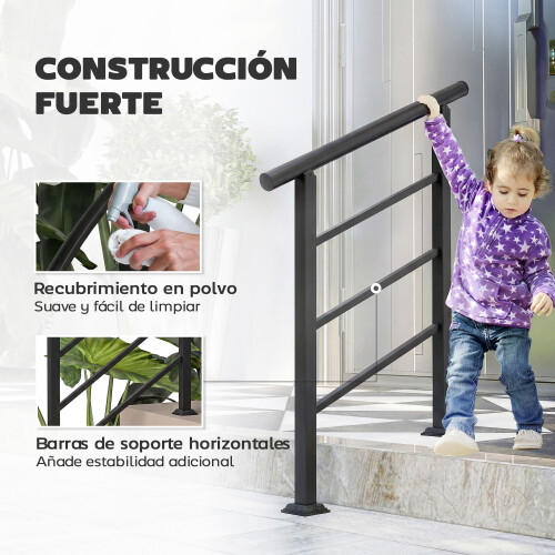 Outsunny Barandilla de Escalera Negro 95 x 5 x 98 cm 2