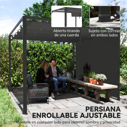 Outsunny Pérgola Gris 300 x 300 x 227 cm 1