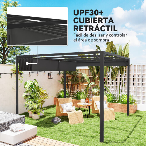 Outsunny Pérgola Gris 300 x 300 x 227 cm 2