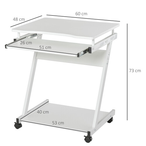 Homcom Mesa de Ordenador Blanco 60 x 48 x 73 cm 2