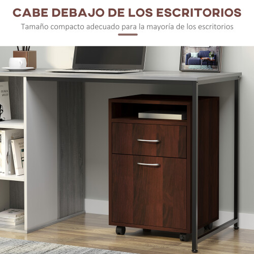 Homcom Cajonera de Escritorio Marrón 40 x 35 x 60 cm 2