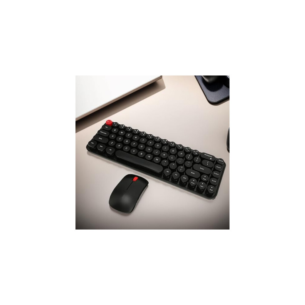 Wireless Keyboard And Mouse, Retro Typewriter Keyboard, Silent Click Mouse, For Pc Laptop, Black 9330225072904