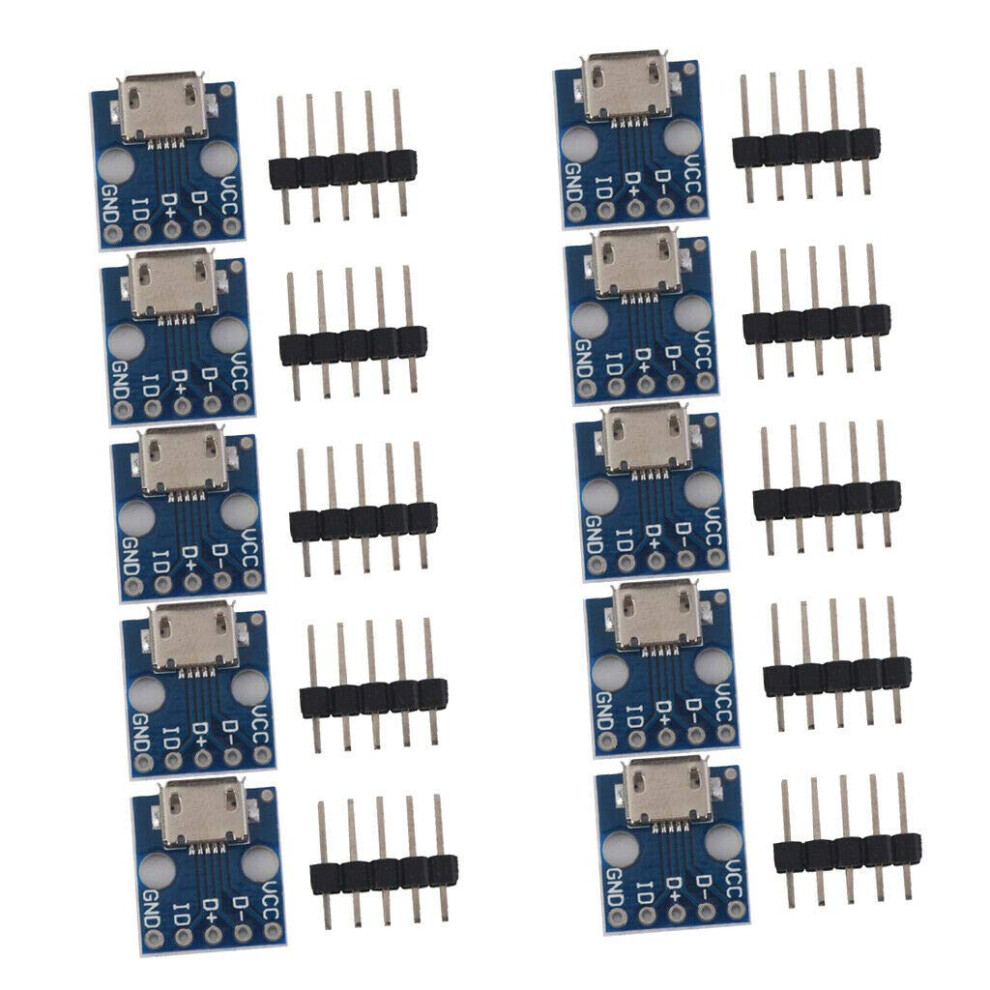 Pack Of 10 Micro Usb Breakout Board To 2.54Mm Dip Adapter Female Converter For Quick Breadboard Prototyping 9073542762102