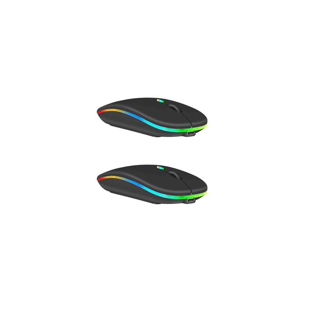 Dual Mode Bluetooth 5.2 Wireless Mouse 2 Pack Rechargeable Ergonomic Silent Click For Laptop Black 9330225073000