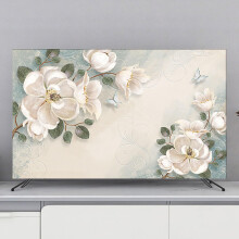 Floral TV Dust Cover for 49‑52 Inch Screen, Decorative Dustproof Fabric TV Screen Protector