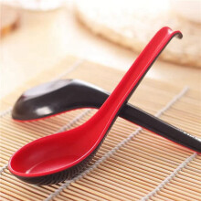 30PCS Red and Black Asian Soup Spoon with Hook-Chinese Style Spoon, Perfect for Rice Pho Ramen Noodle Soups