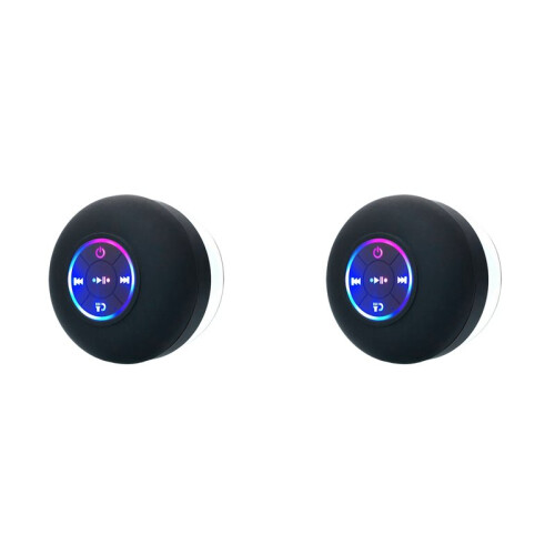 2X   Speaker Shower Waterproof Handsfree Loudspeaker with LED Lights Suction Cup Mic 1