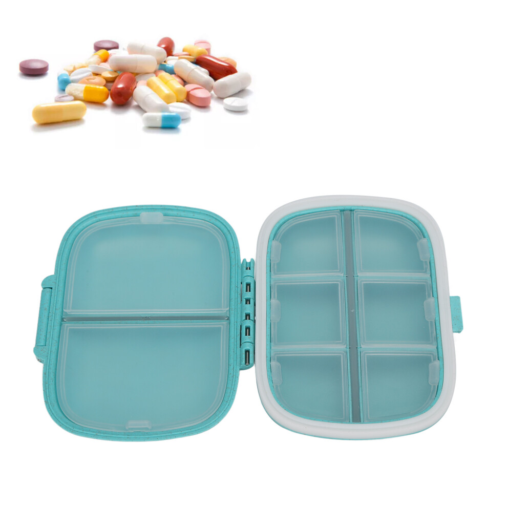 Blue Travel Pill Case 8-Compartment Portable Weekly Organizer
