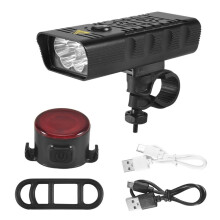 7000 Lumen Krachtige Fietsverlichting voor en Achter,5 LED Super Heldere USB Oplaadbare Waterdichte Fietskoplamp