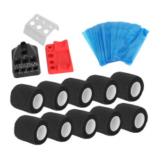 Tattoo Pen Covers 200pcs Black Plus 10 Elastic Bandages & 3 Ink Cup Holders Kit