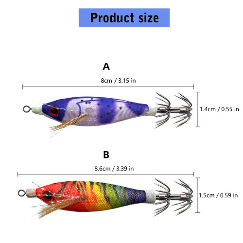 12PCS Realistic Plastic Squid Fishing Lures With Hook Glowing 2