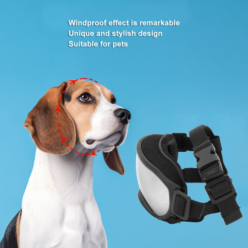 Dog Sunglasses Windproof UV Guard Black Frame Silver Lens Adjustable Strap 2