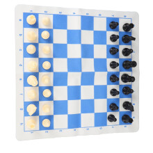 Plastic Chess Set with Blue/White Pieces and 35cm Board for Travel & Party