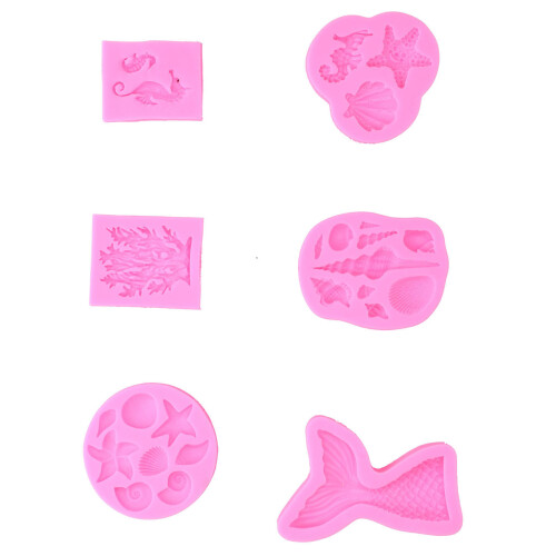 6PCS Pink Silicone Marine Shell Cake Molds, Flexible Baking Tools 2
