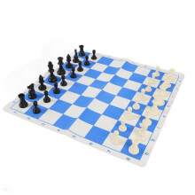 Tabletop Chess Set 75mm King, 42cm Blue/White Velvet Board