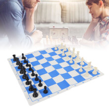 Schachset 42 cm Blau und Weiß rollbares PU 75 mm