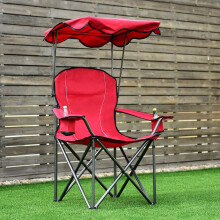 Silla de pesca plegable con portavasos para patio, playa, camping, 96,5 x 67,5 x 130 cm, color rojo