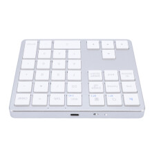 Wireless Dual Mode Numeric Keypad 35 Keys Rechargeable ABS Silver White