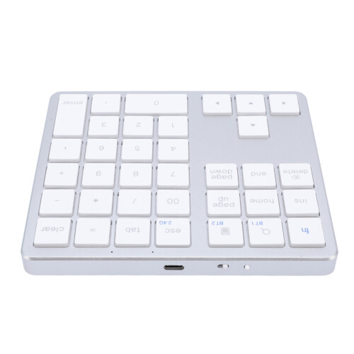 Wireless Dual Mode Numeric Keypad 35 Keys Rechargeable ABS Silver White