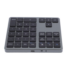 Wireless Numeric Keypad 35 Keys Bluetooth & 2.4G Rechargeable Gray Black