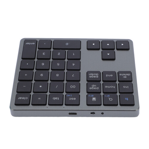 Wireless Numeric Keypad 35 Keys Bluetooth & 2.4G Rechargeable Gray Black