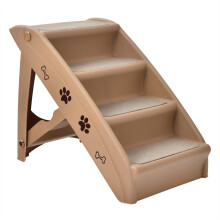 Escaleras para mascotas con 4 escalones Escalera de escalada portátil Rampa segura para perros 62,5 x 38 x 49 cm Marrón