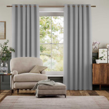 (Light Grey, 66" x 72") Blackout Eyelet Curtains Pair Luxury Insulated Heavy Thermal Ring Top Ready Made Window Curtain Panel Free Tieback