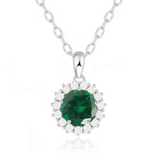 (【May】 Green Diamond, White gold) HKEDES Women's S925 Sterling Silver Double Layer Round Necklace, Birthstone Fashion Pendant Clavicle Chain
