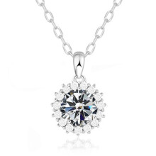 (【April】White Diamond, White gold) Women's S925 Sterling Silver Double Layer Round Necklace, Birthstone Fashion Pendant Clavicle Chain