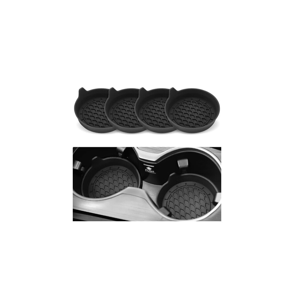 4Pcs Car Cup Holder Coasters For Buick Envista, Nonslip Scratchresistant Silicone Inserts Black 9073542763277