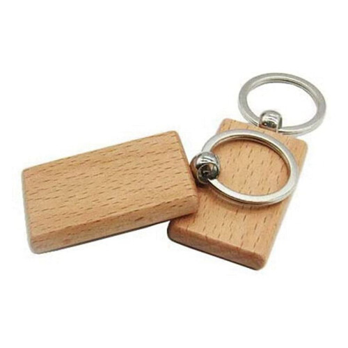 36 Pcs Blank Wooden Key Chain Rectangle Key Chain Tags Wood Keychains Key Ring for DIY 2