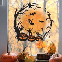 Decoraciones de Halloween con impresión a doble cara, adhesivos reutilizables de colores brillantes para ventanas, para una aplicación en su