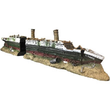 Forvandle akvariet ditt: Titanic-skipsvraket, realistiske skipsdekorasjoner med giftfri plast, hul skrogdesign for et interaktivt