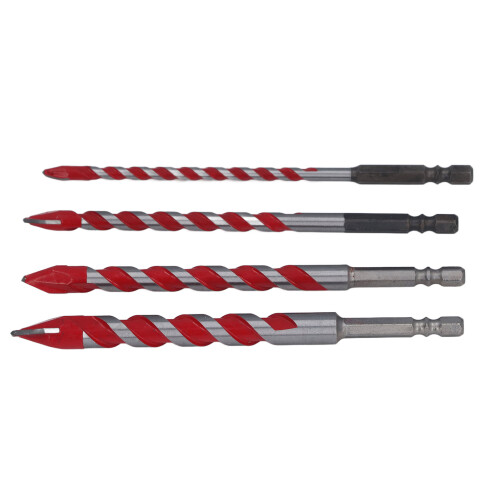 4Pcs Eccentric Twist Drill Bit Set 150mm 6.35mm Hex for Masonry 2