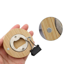120PC DIY Bamboo Round Shape Bottle Openers Coaster Fridge Magnet Refrigerator Sticker Bar Decoration Beer Bottle Opener