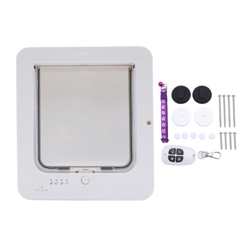 Microchip Smart Pet Door, 30x26.3x8.9cm, 210mAh Remote Control White 1