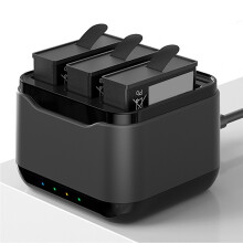3-Port Battery Charger for Osmo Action 4/3 with Card Storage, ABS, 110g