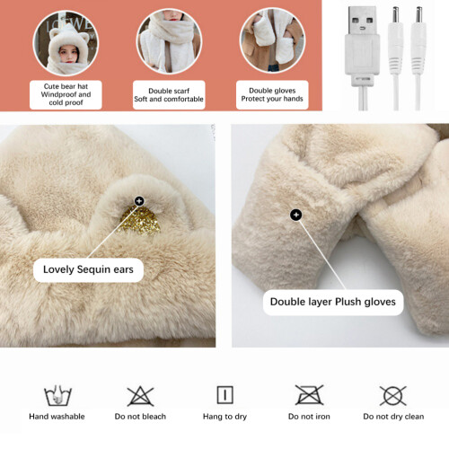 3-in-1-Heizset: Mütze, Schal, Handschuhe USB 2