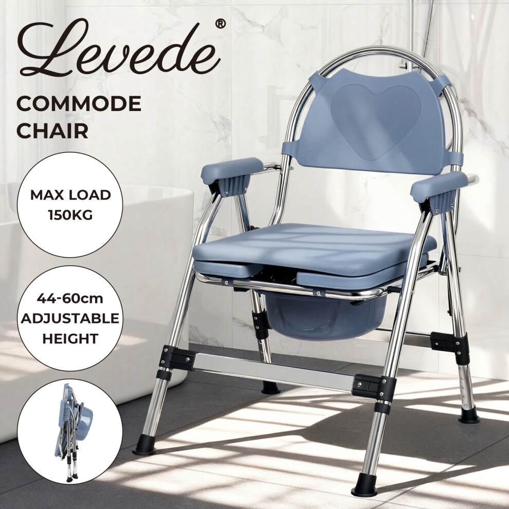 Levede Commode Chair For Bedroom Folding Adjustable Bedside Toilet Shower Chair