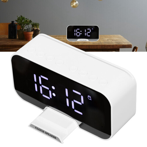 D-88 Bluetooth Clock Speaker 3.7V 1400mAh White Multifunctional Portable